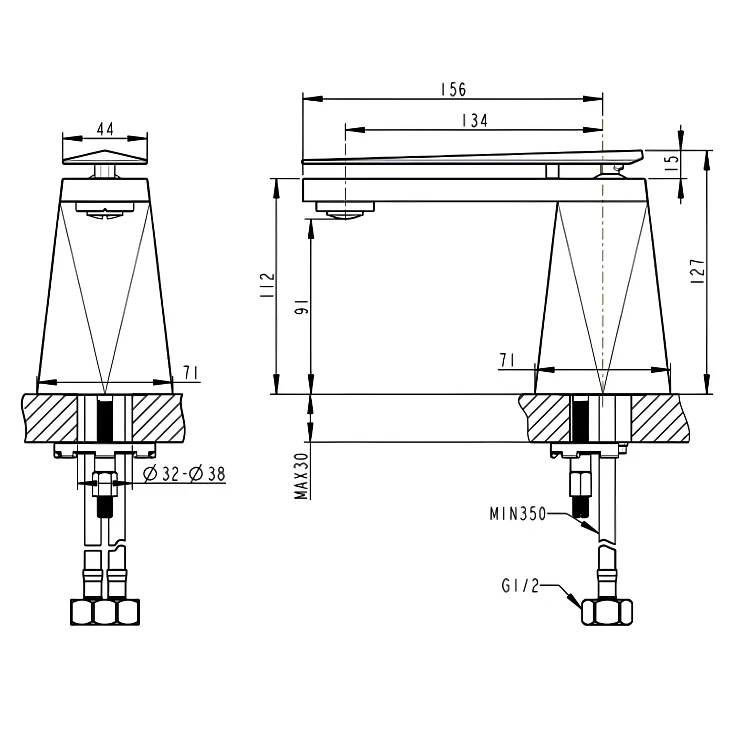 Смеситель для раковины Bravat DIAMOND F118102C-1-ENG хром
