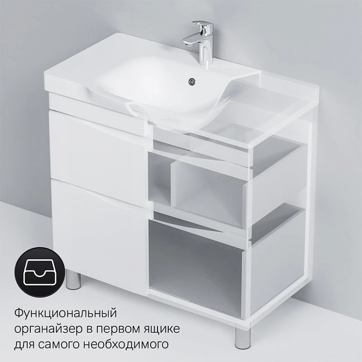 Тумба с раковиной AM.PM Like 80 напольная, белый глянец Тумба с раковиной AM.PM Like 80 напольная, белый глянец