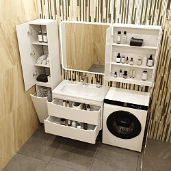 Тумба с раковиной Style Line Бергамо мини 80 антискрейч белый матовый