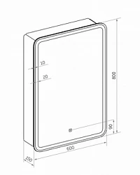 Зеркало-шкаф Art&Max Platino 60 AM-Pla-600-800-1D-L-DS-F с подсветкой, белый