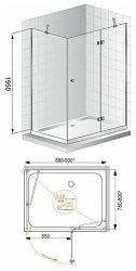 Душевой уголок Cezares Verona 90x80см VERONA-W-AH-1-90/80-P-Cr-R профиль хром, стекло рифленое