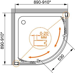 Душевой уголок Cezares Porta 100x100см PORTA-D-R-2-100-C-Cr профиль хром, стекло прозрачное
