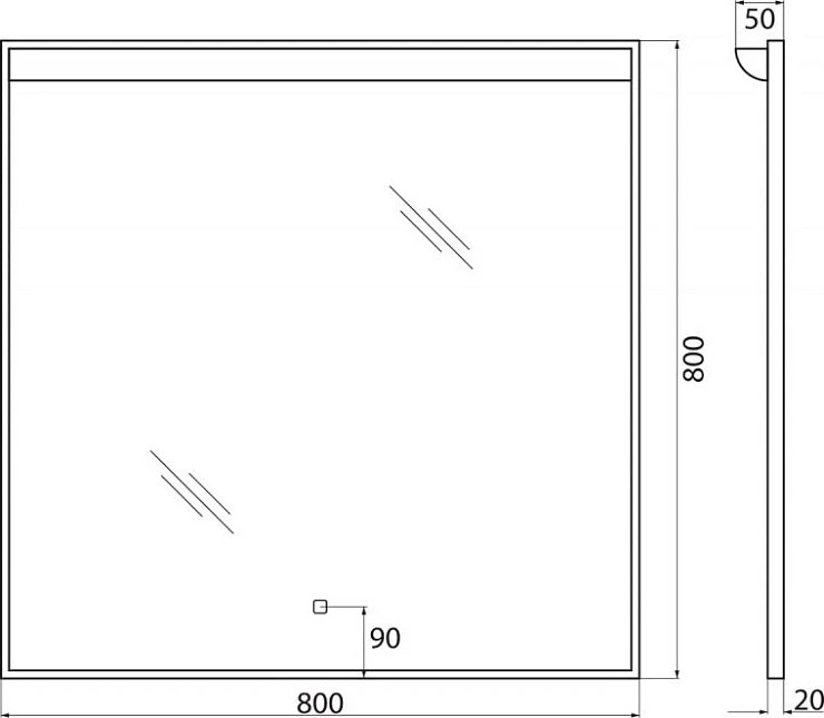 Зеркало BelBagno Uno 80 SPC-UNO-800-800-TCH с подсветкой