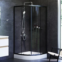 Душевой уголок AM.PM X-Joy 90x90см W88E-205-090BT64 профиль матовый черный, стекло прозрачное
