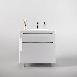 Тумба с раковиной Style Line Марелла 80 напольная, антискрейтч белый глянец