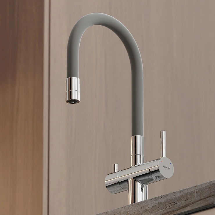 Смеситель для кухни Sancos Lucia SC4004CH хром / серый