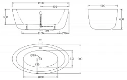 Акриловая ванна BelBagno 170x90x60 BB67-170 белая глянцевая