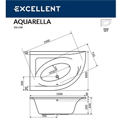 Акриловая ванна Excellent Aquarella 150x100 WAEX.ARL15WH белая глянцевая