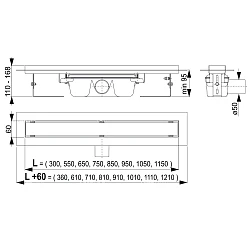 Душевой лоток AlcaPlast APZ6 650 с опорами, хром