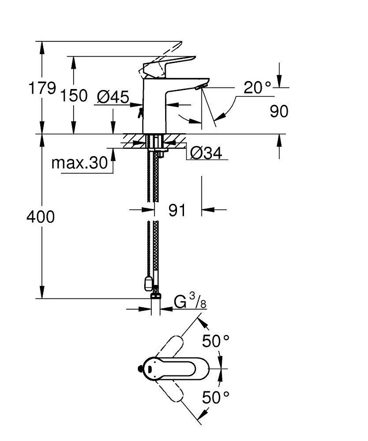 Смеситель для раковины Grohe BauEdge 23329000 хром