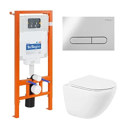 Комплект системы инсталляции BelBagno с унитазом и кнопкой BB051CHR/BB051SC/BB002-80/BB005-PR-CHROME