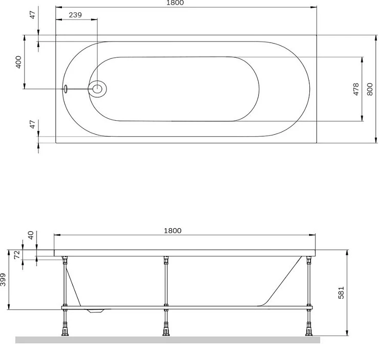 Акриловая ванна AM.PM X-Joy 180х80 W94A-180-080W-A белая глянцевая