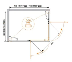 Душевой уголок Cezares Bergamo 120x100см BERGAMO-W-AH-2-120/100-C-Cr-R профиль хром, стекло прозрачн