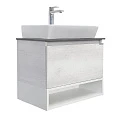 Тумба с раковиной Comforty Прага 60 дуб 00003465CF белая, с антрацитовой столешницей