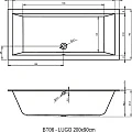 Акриловая ванна Riho Lugo 200x90 Plug & Play B137014005 правая, белая глянцевая