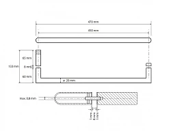 Полотенцедержатель, для стеклянной двери 450 мм Bemeta 104204310  лак