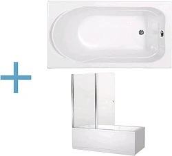 Акриловая ванна Aquanet West 120x70 + шторка Aquanet Alfa 4 NF6222-pivot