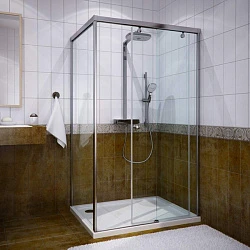 Душевой уголок GuteWetter Slide Rectan 110х100см GK-863A профиль хром, стекло