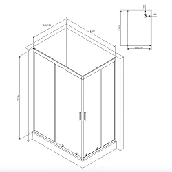Душевой уголок AM.PM Gem 120x90см W90G-404-120290-MT профиль хром, стекло прозрачное