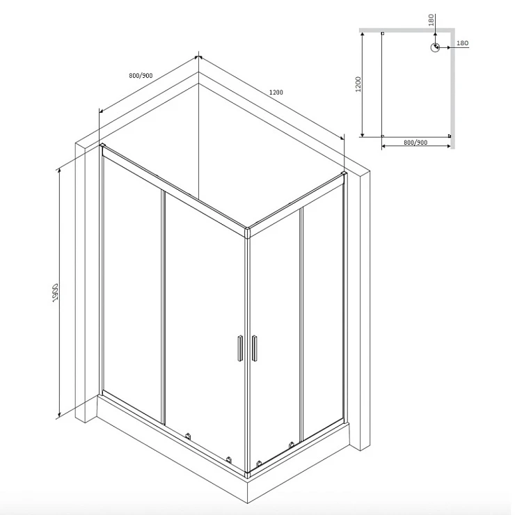 Душевой уголок AM.PM Gem 120x90см W90G-404-120290-MT профиль хром, стекло прозрачное