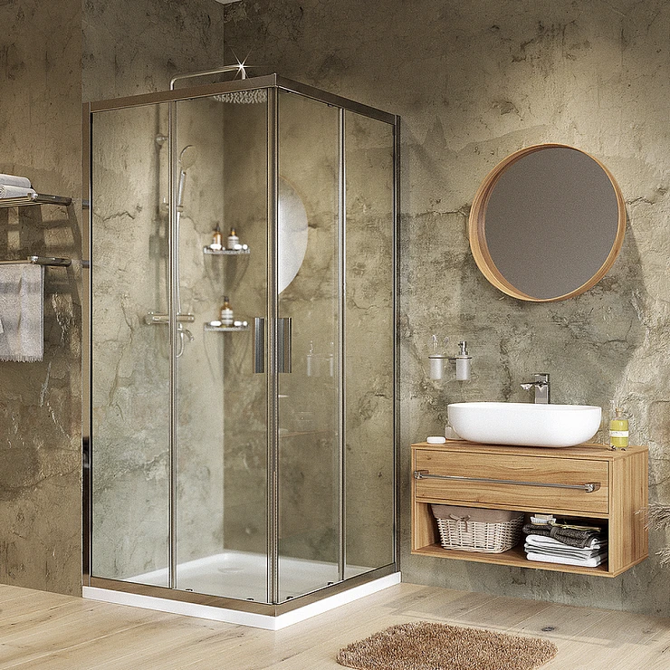 Душевой уголок Wasserkraft Lippe 90x90см 45S03 профиль хром, стекло прозрачное