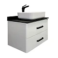 Тумба с раковиной Comforty Амстердам 95 00-00005494CF белая, с черной матовой столешницей