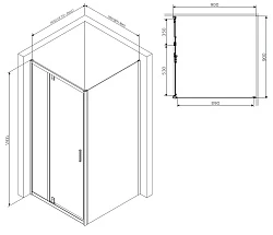 Душевой уголок AM.PM Gem 90x90см W90G-404-090MT профиль хром, стекло прозрачное