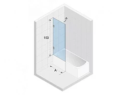 Шторка на ванну Riho VZ Scandic NXT X108 75x150см R G001138120 профиль хром, стекло прозрачное