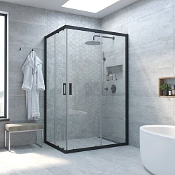 Душевой уголок Vegas Glass ZA-F Novo h2000 120*90 02М 01 профиль черный матовый, стекло прозрачное