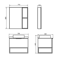 Тумба с раковиной Comforty Порто 75 00-00009321CF дуб дымчатый, с белой столешницей