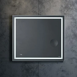 Зеркало AM.PM Gem 80 M91AMOX0803WG с подсветкой, с часами, серебро