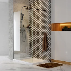 Душевая перегородка Wasserkraft Abens 90см 20W39 профиль черный, стекло прозрачное