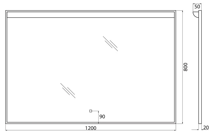 Зеркало BelBagno 120 SPC-UNO-1200-800-TCH с подсветкой