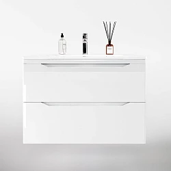 Тумба с раковиной Style Line Марелла 80 антискрейтч белый глянец