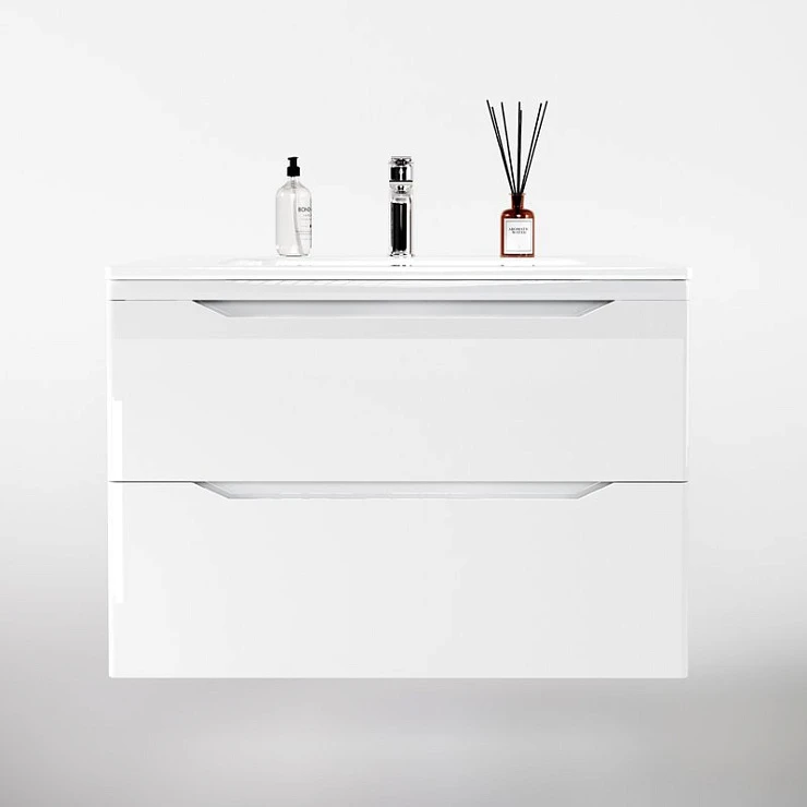 Тумба с раковиной Style Line Марелла 80 антискрейтч белый глянец