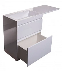Тумба с раковиной Style Line Даллас 130 напольная, левая, белый глянец