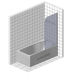 Шторка на ванну GuteWetter LUX PEARL 37x95см GV-601A профиль белый, стекло прозрачное
