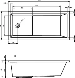 Акриловая ванна RIHO 170x80 B006001005 белая глянцевая