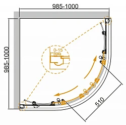 Душевой уголок Cezares Giubileo 100x100см GIUBILEO-R-2-100-SCORREVOLE-C-Br бронза, стекло прозрачное