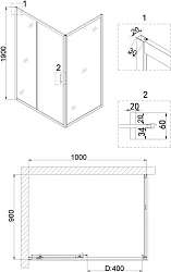 Душевой уголок Niagara Nova 100x90см NG-62-10A-A90 профиль хром, стекло прозрачное