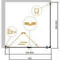 Душевой уголок Cezares Eco 80x90см ECO-O-ASH-1-80/90-C-Cr профиль хром, стекло прозрачное