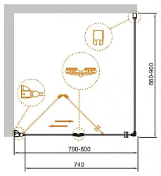 Душевой уголок Cezares Eco 80x90см ECO-O-ASH-1-80/90-C-Cr профиль хром, стекло прозрачное