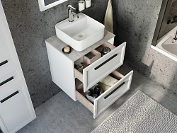Мебель для ванной STWORKI Эстерсунд 60 белая матовая, простоун беж