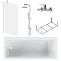 Акриловая ванна AM.PM Gem 170x70 с каркасом, шторкой и душевой системой W90ASET-170D8 белый, хром