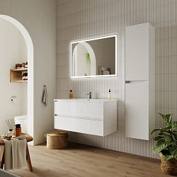 Тумба с раковиной Sancos Cento 100 белая глянцевая