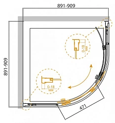 Душевой уголок Cezares Pratico 90x90см PRATICO-R-1-90-P-Cr профиль хром, стекло рифленое