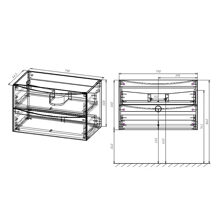 Тумба под раковину Vincea Mia VMC-2MA800RW