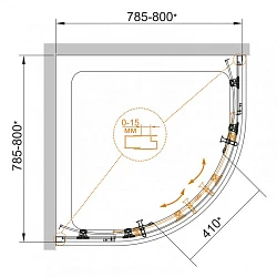 Душевой уголок Cezares Eco 80x80см ECO-O-R-2-80-P-Cr профиль хром, стекло рифленое