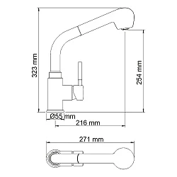 Смеситель для кухни Wasserkraft A8237 бронза