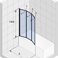 Шторка на ванну Riho VZ Alta 100x150см G008001111 профиль хром, стекло прозрачное